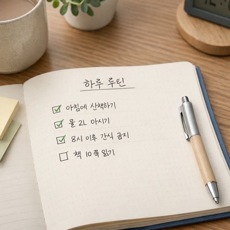 하루 루틴을 간단히 체크하는 다이어트 기록