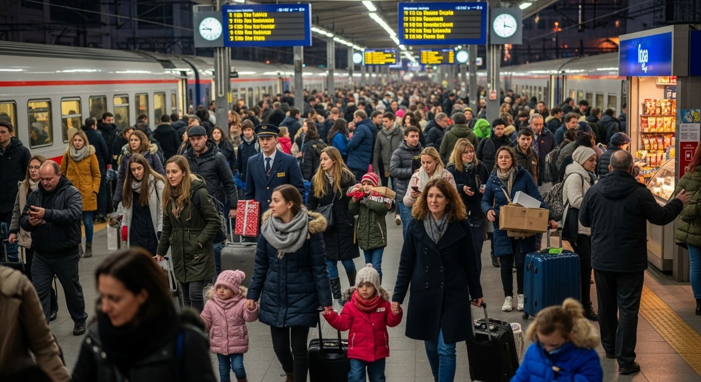명절 기간 코레일 기차역의 혼잡한 분위기
