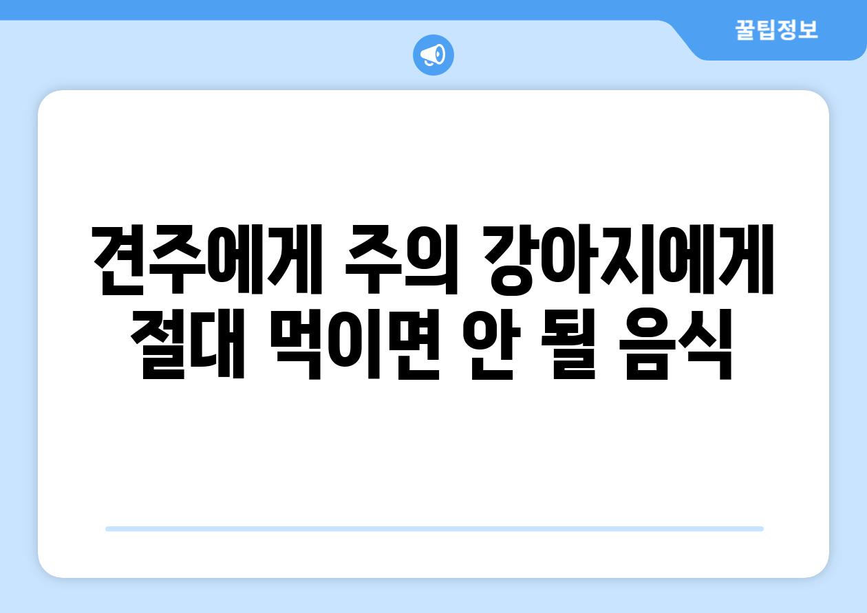 견주에게 주의 강아지에게 절대 먹이면 안 될 음식