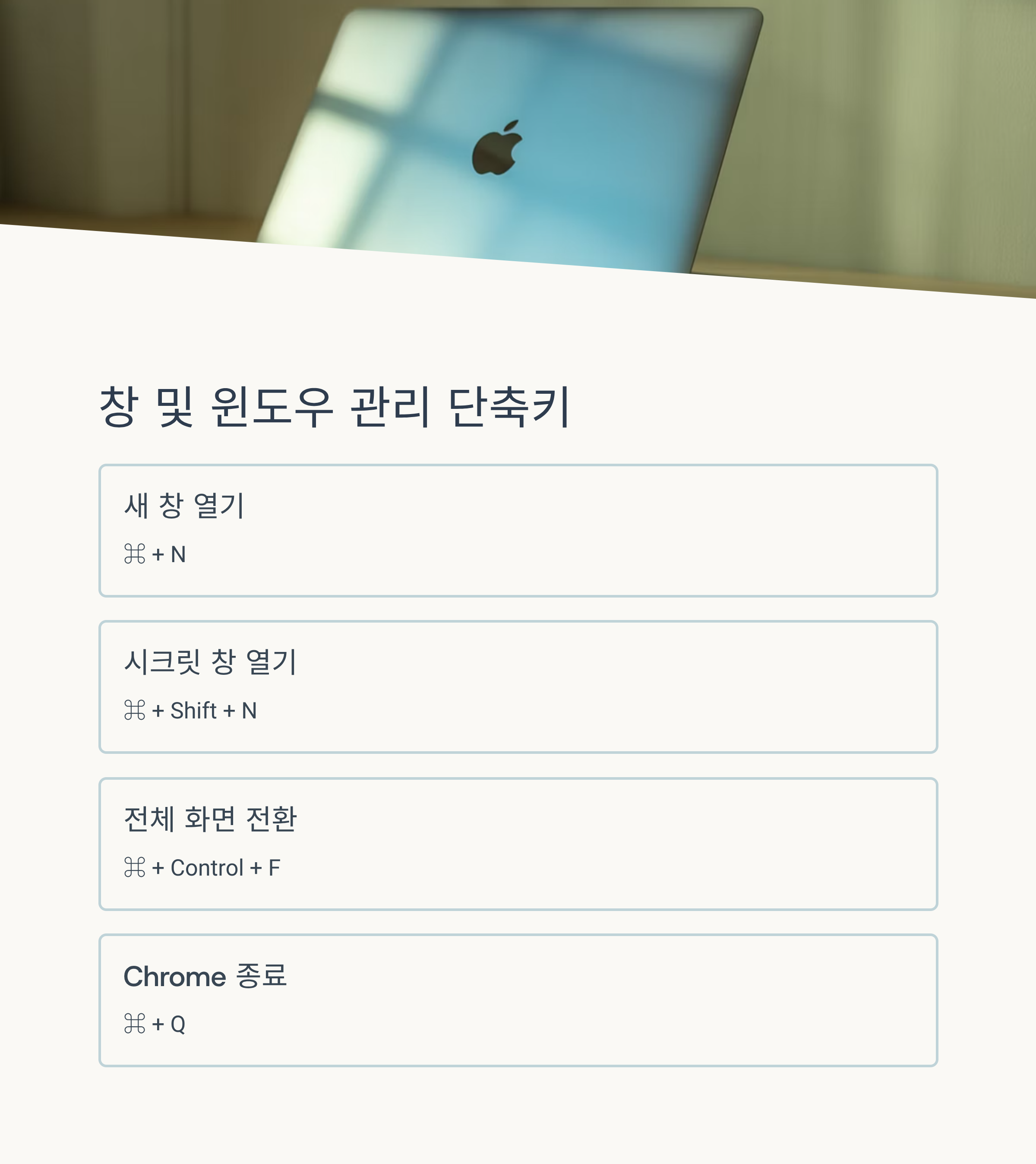 맥북 크롬 단축키