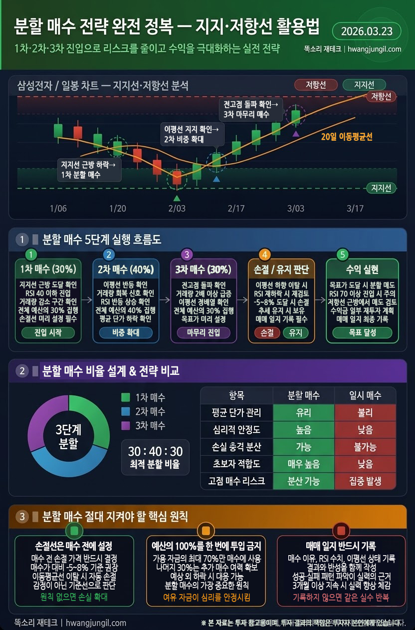매수 타이밍 흐름도 또는 직접 작성한 분할 매수 계획표 이미지
