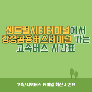 센트럴시티터미널에서 장성공용버스터미널 가는 고속버스 시간표 최신정보