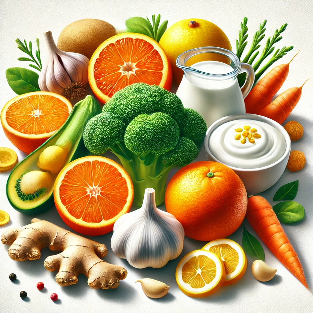 TOP 5 음식: 감귤류, 마늘, 생강, 요거트, 브로콜리