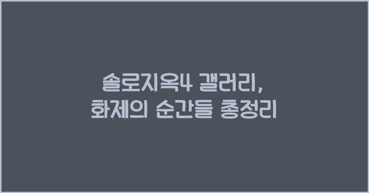 솔로지옥4 갤러리