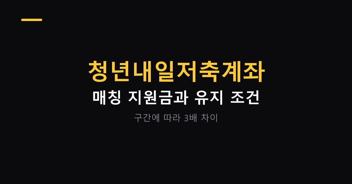 청년내일저축계좌 매칭 지원금과 유지 조건 대표 이미지