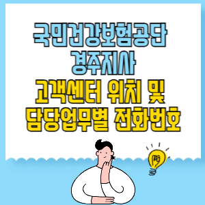 국민건강보험공단 경주지사 고객센터 위치 및 담당업무별 전화번호