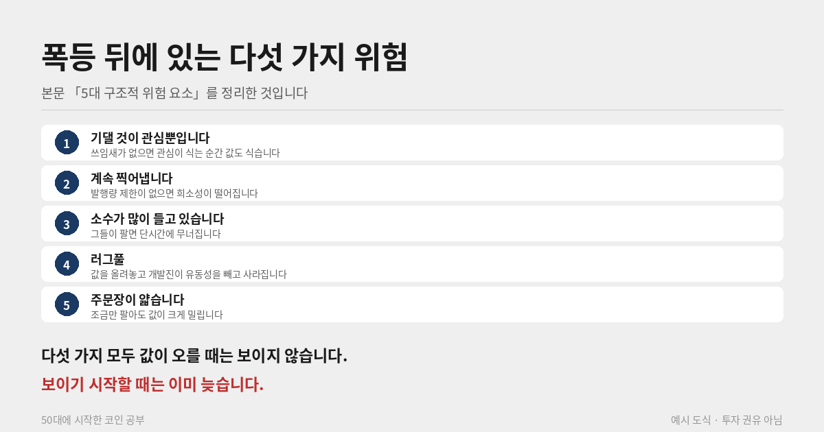 밈코인 다섯 가지 위험 요소