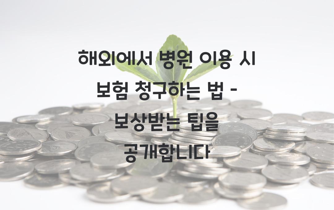 해외에서 병원 이용 시 보험 청구하는 법 – 쉽고 빠르게 보상받는 팁