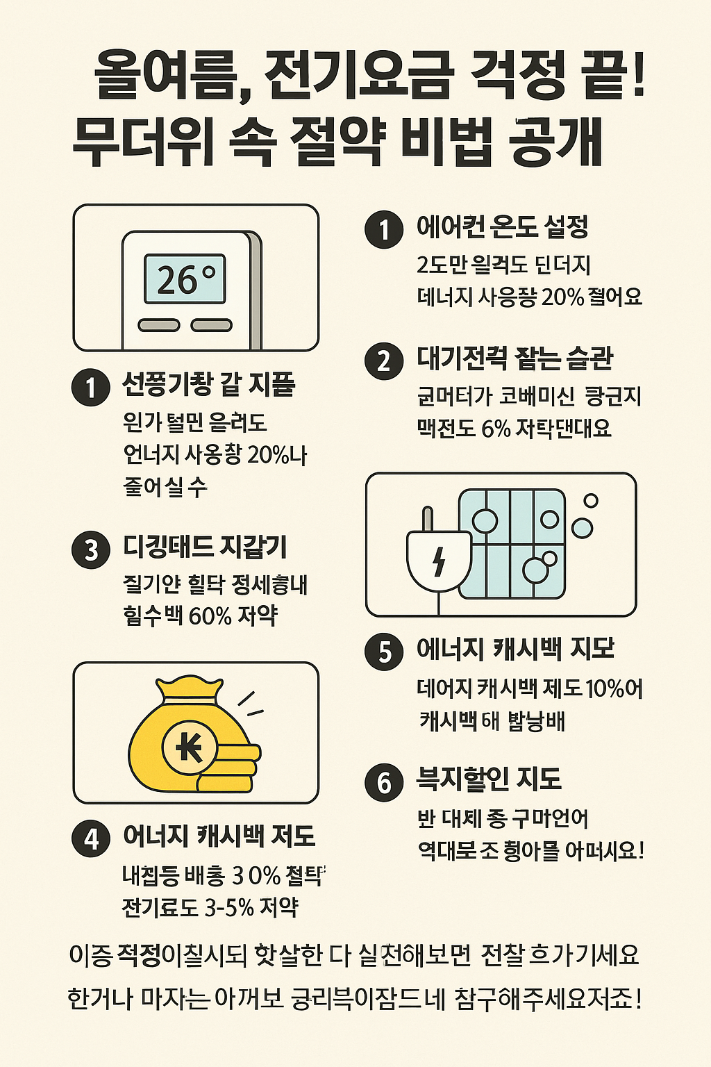 올여름, 전기요금 걱정 끝! 무더위 속 절약 비법 공개