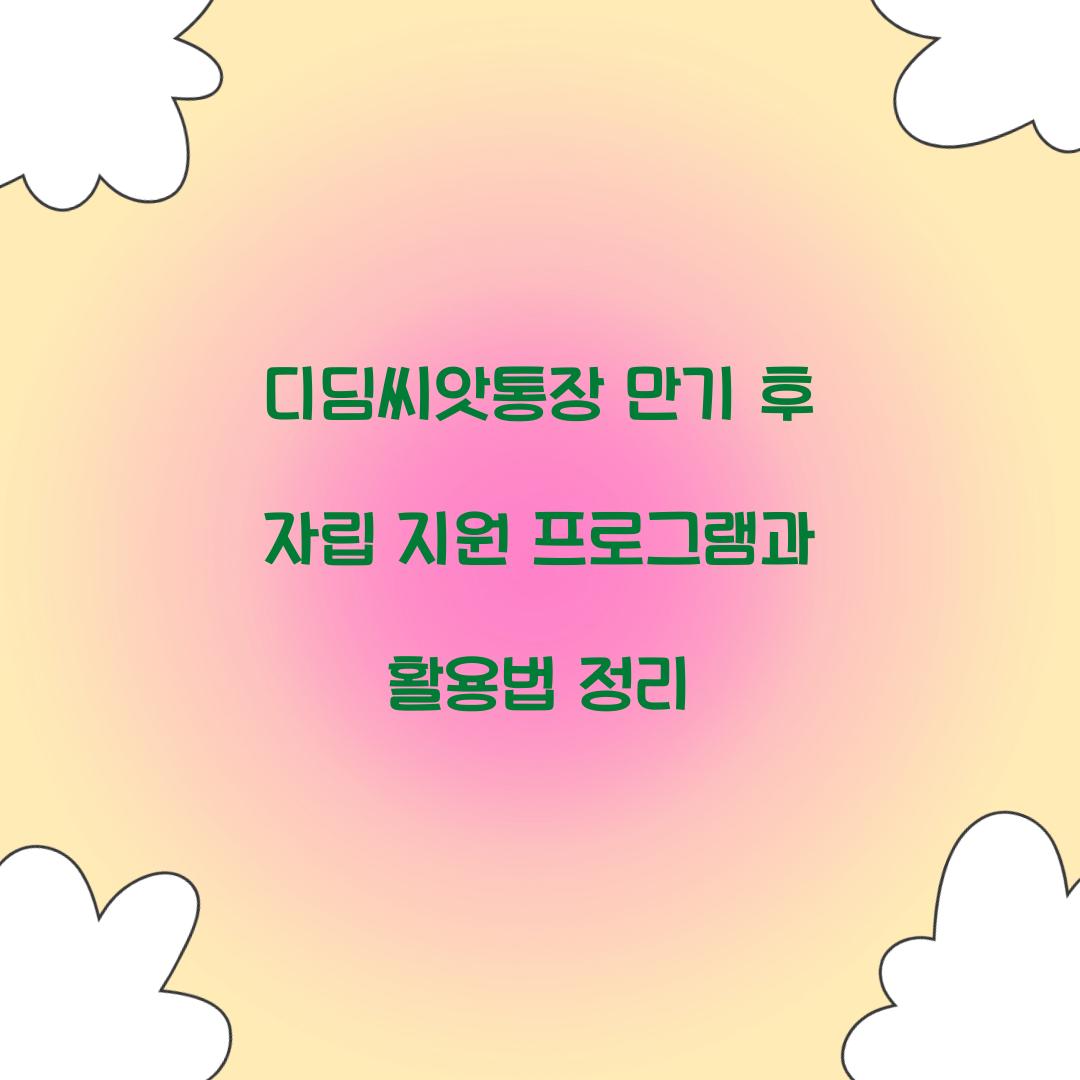 디딤씨앗통장 만기 후 자립 지원 프로그램