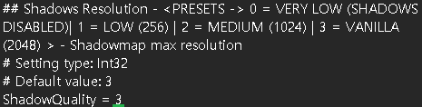 0, 1, 2, 3 에 따른 그림자 품질