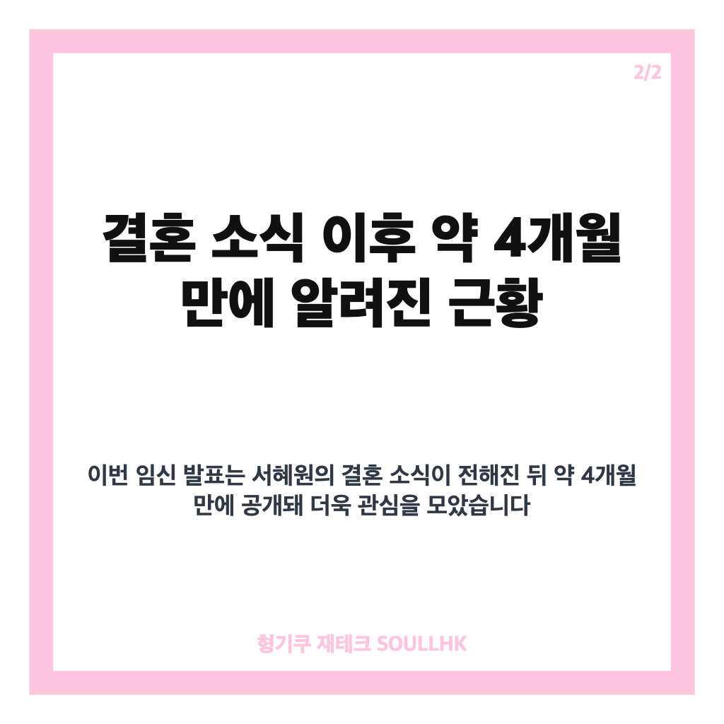 서혜원 임신 발표, 결혼 소식 4개월 만에 SNS로 전한 기쁜 근황 카드뉴스 3
