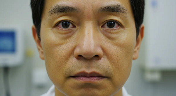 피부가 노랗게 변하는 모습과 눈동자를 표현하는 이미지