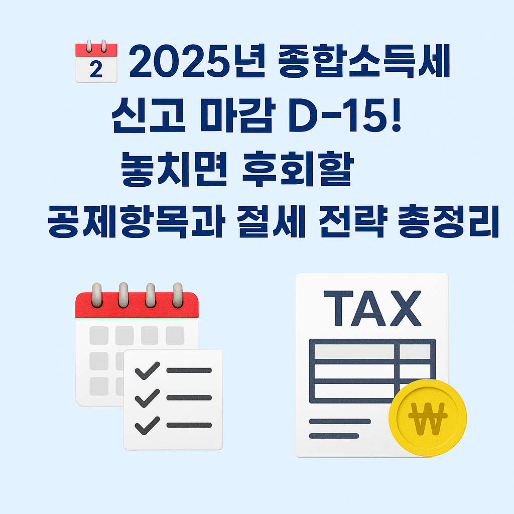 📅 2025년 종합소득세 신고 마감 D-15! 놓치면 후회할 공제항목과 절세 전략 총정리