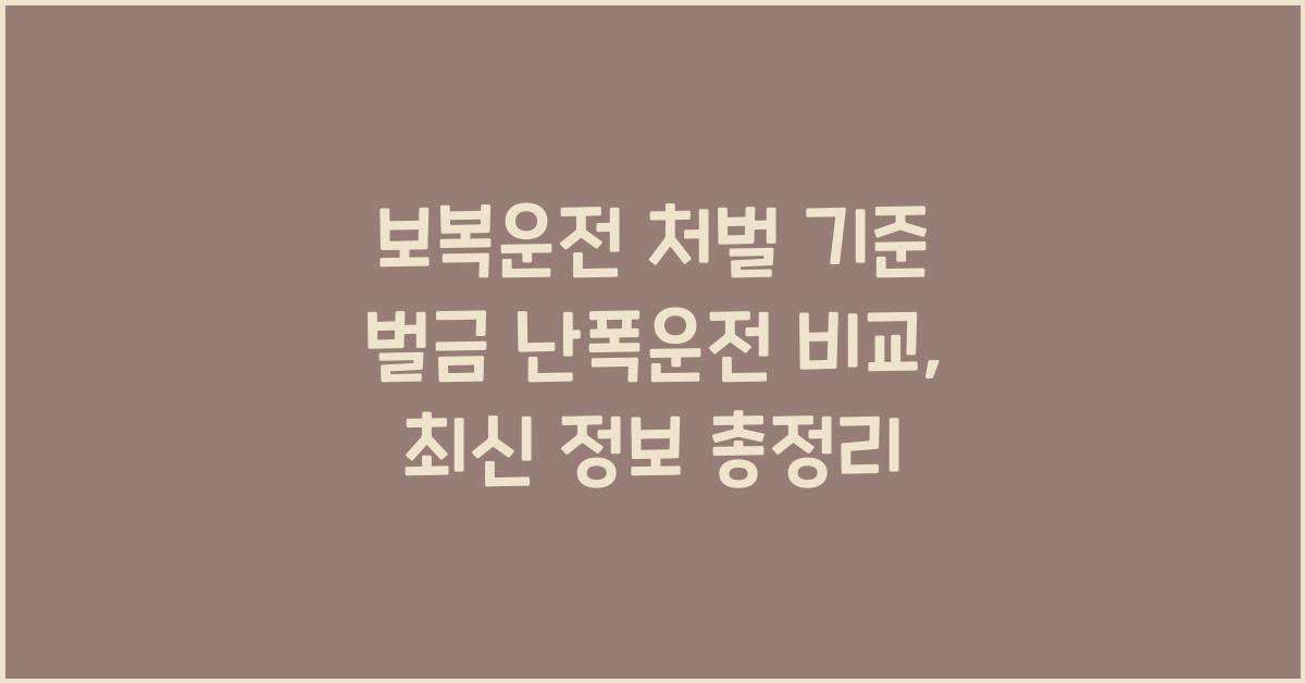 보복운전 처벌 기준 벌금 난폭운전 비교