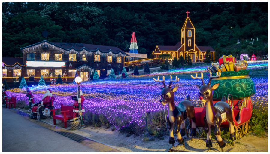 포천 허브아일랜드 산타마을의 아름다운 야경