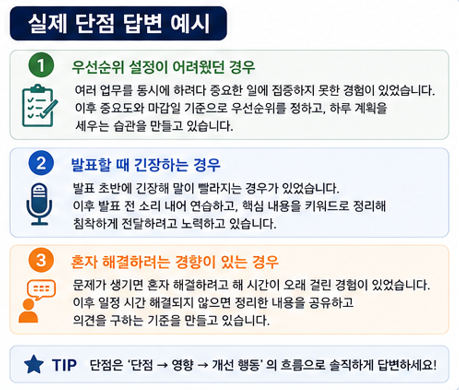 실제 단점 답변 예시