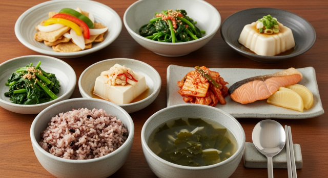 야채와 생선 중심의 건강한 식단