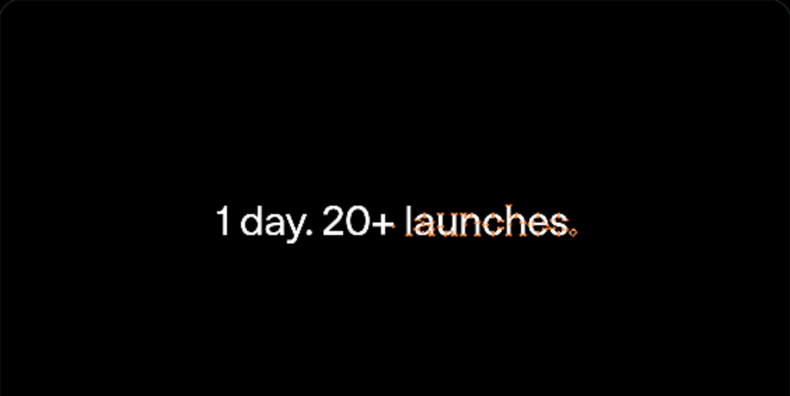 OpenAI 티저 영상의 1 day 20+ launches 문구