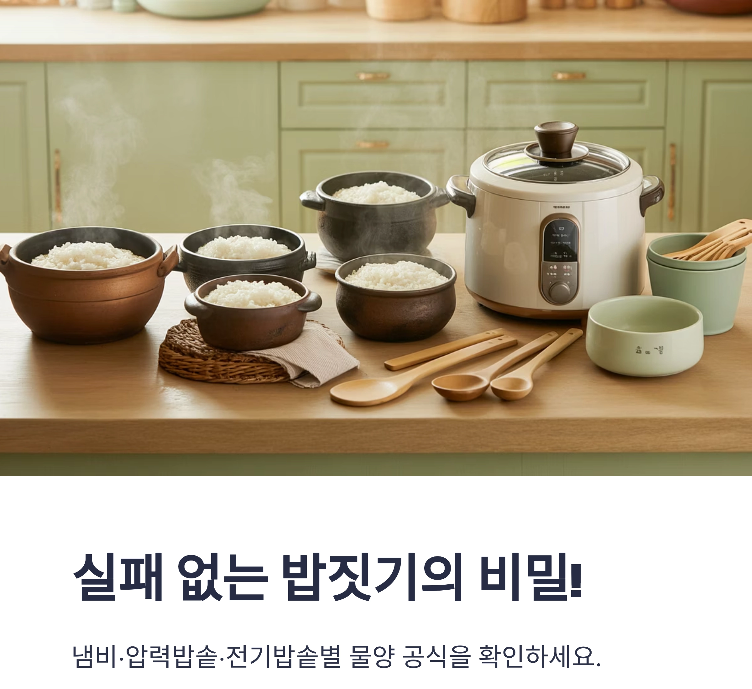 실패 없는 밥짓기! 냄비·압력밥솥·전기밥솥 물양 공식 총정리