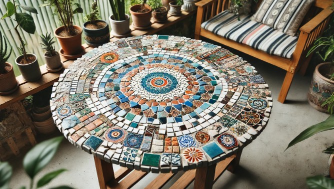 @폐타일로 꾸미는 DIY 모자이크 테이블 이미지