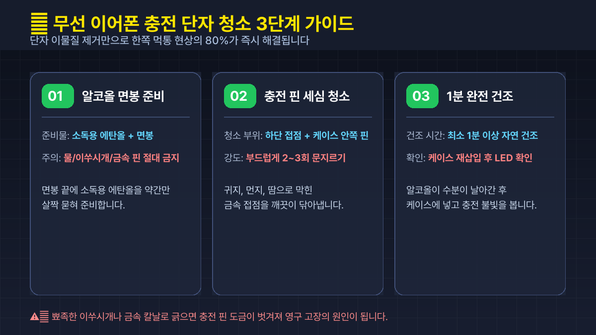 무선 이어폰 충전 단자 청소 3단계 가이드