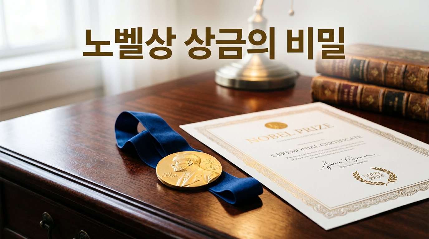 노벨상 메달과 시상 증서를 담은 사진