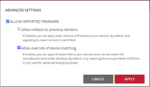 ADVANCED SETTING 체크박스