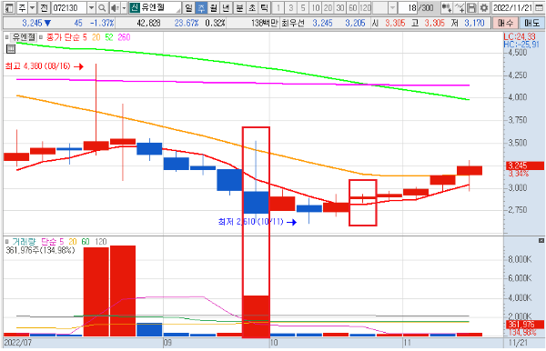 유엔젤 주봉 차트