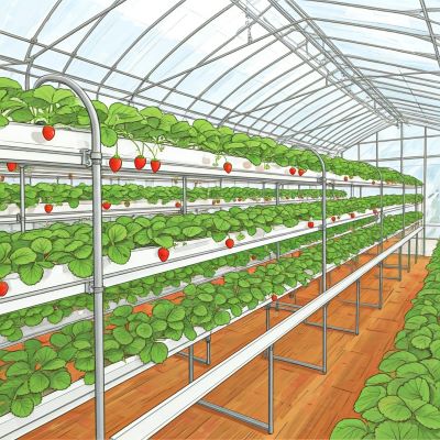 스마트팜 공법으로 실내에서 자라는 딸기