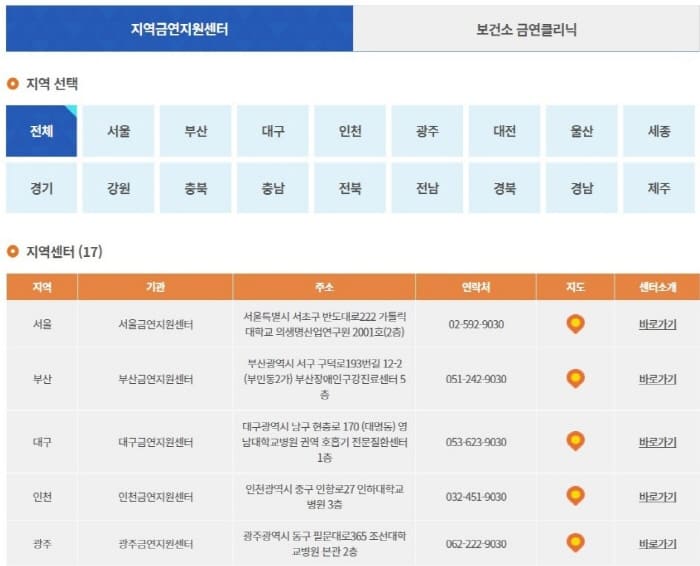 금연지원센터찾기