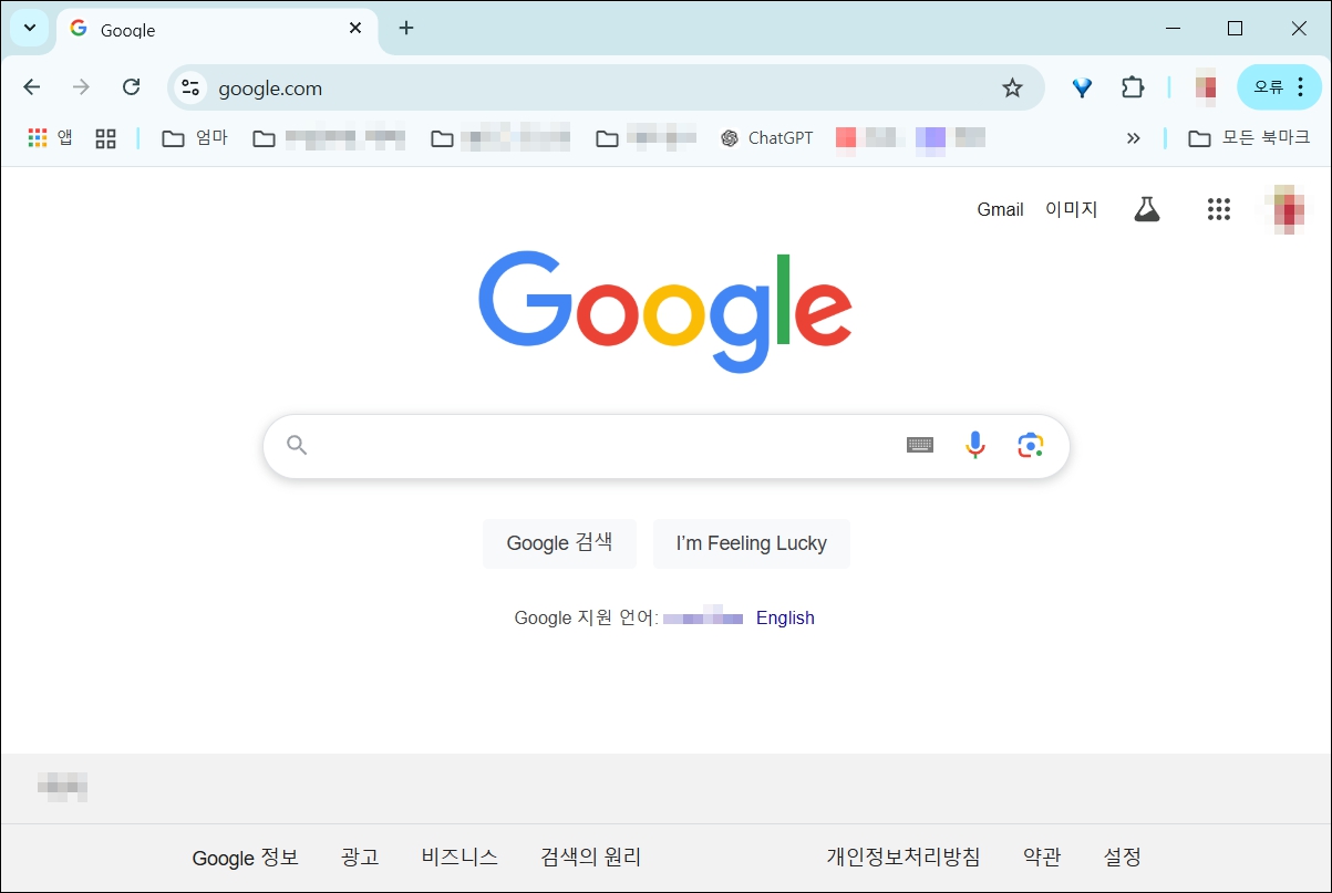 크롬 브라우저 실행 화면