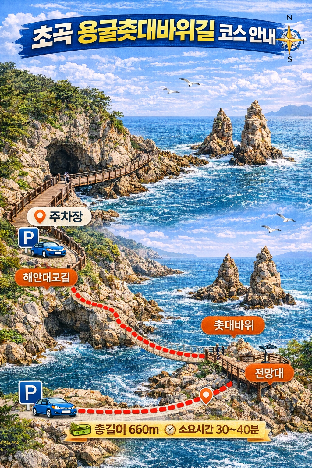 초곡 용굴촛대바위길 코스 안내
