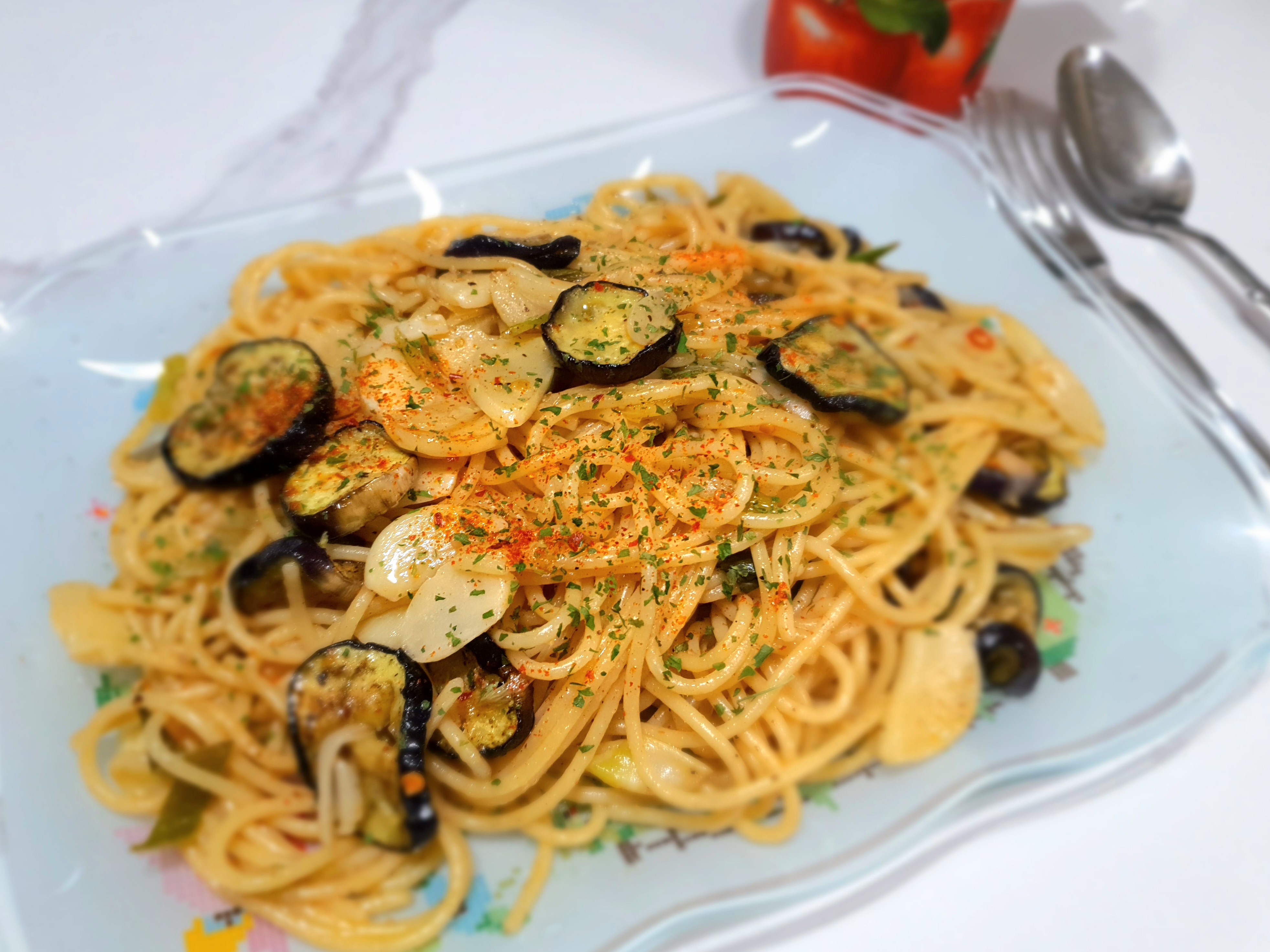 매콤하게-가지-파스타가-완성되었습니다.