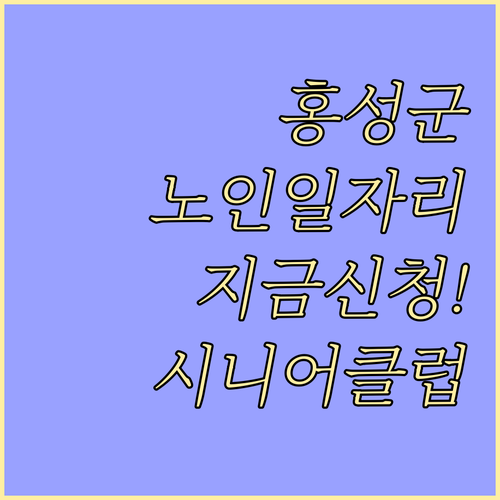 홍성군 노인일자리 신청 방법과 시니어..