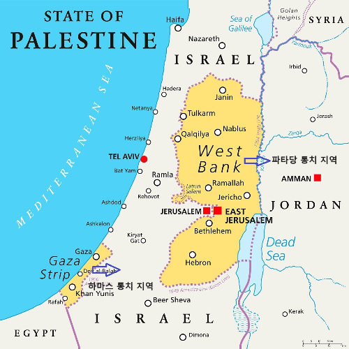 알트태그-가자지구와 서안지구 지도