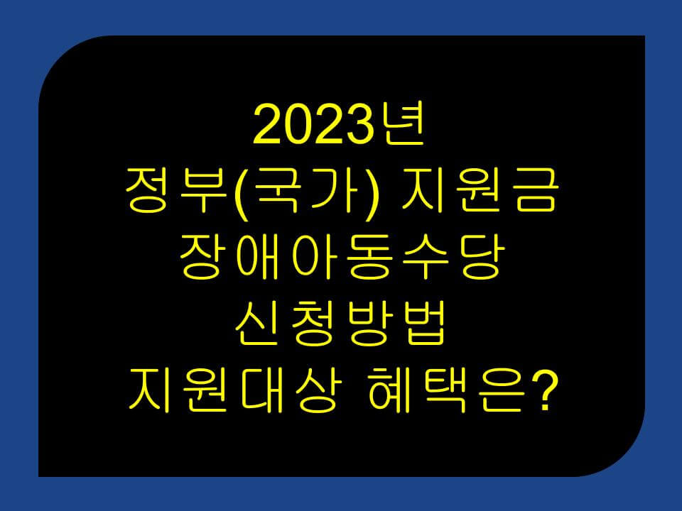 2023년 정부(국가) 지원금 장애아동수당 신청방법 지원대상 혜택