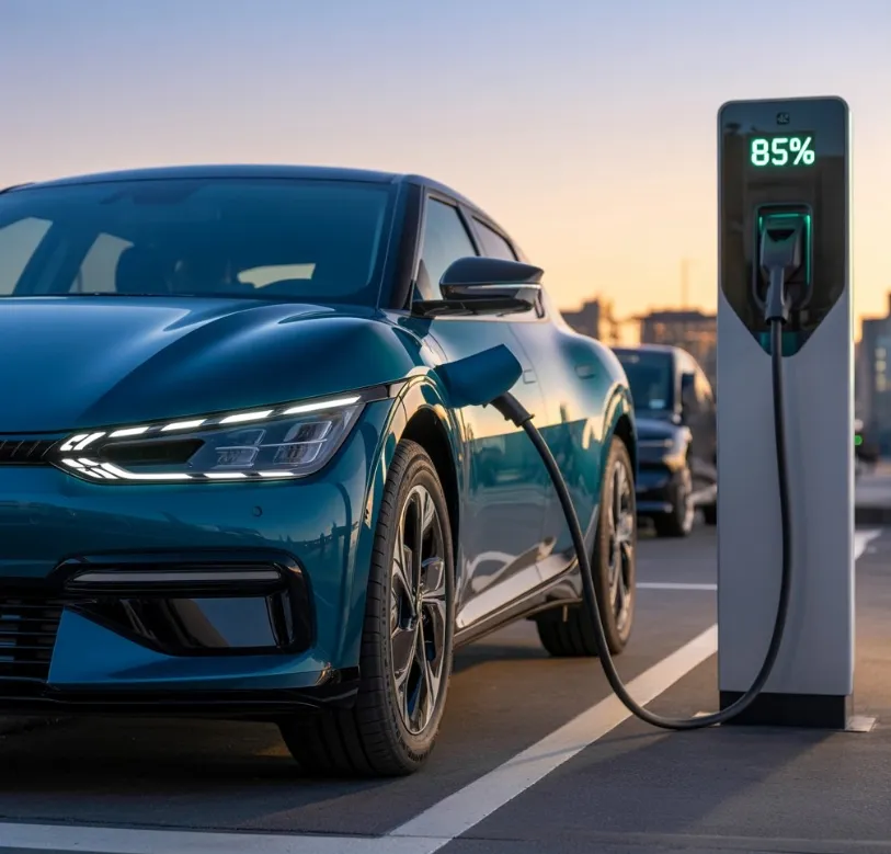 전기차 충전 비교 이미지 - 충전중인 테슬라 모델3