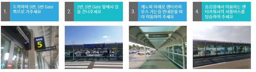 렌터카 셔틀버스 승강장 : GATE 5번 외부위치