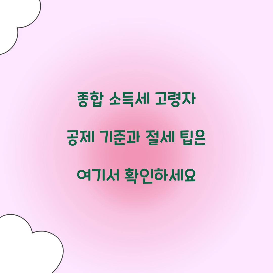 종합 소득세 고령자 공제 기준과 절세 팁