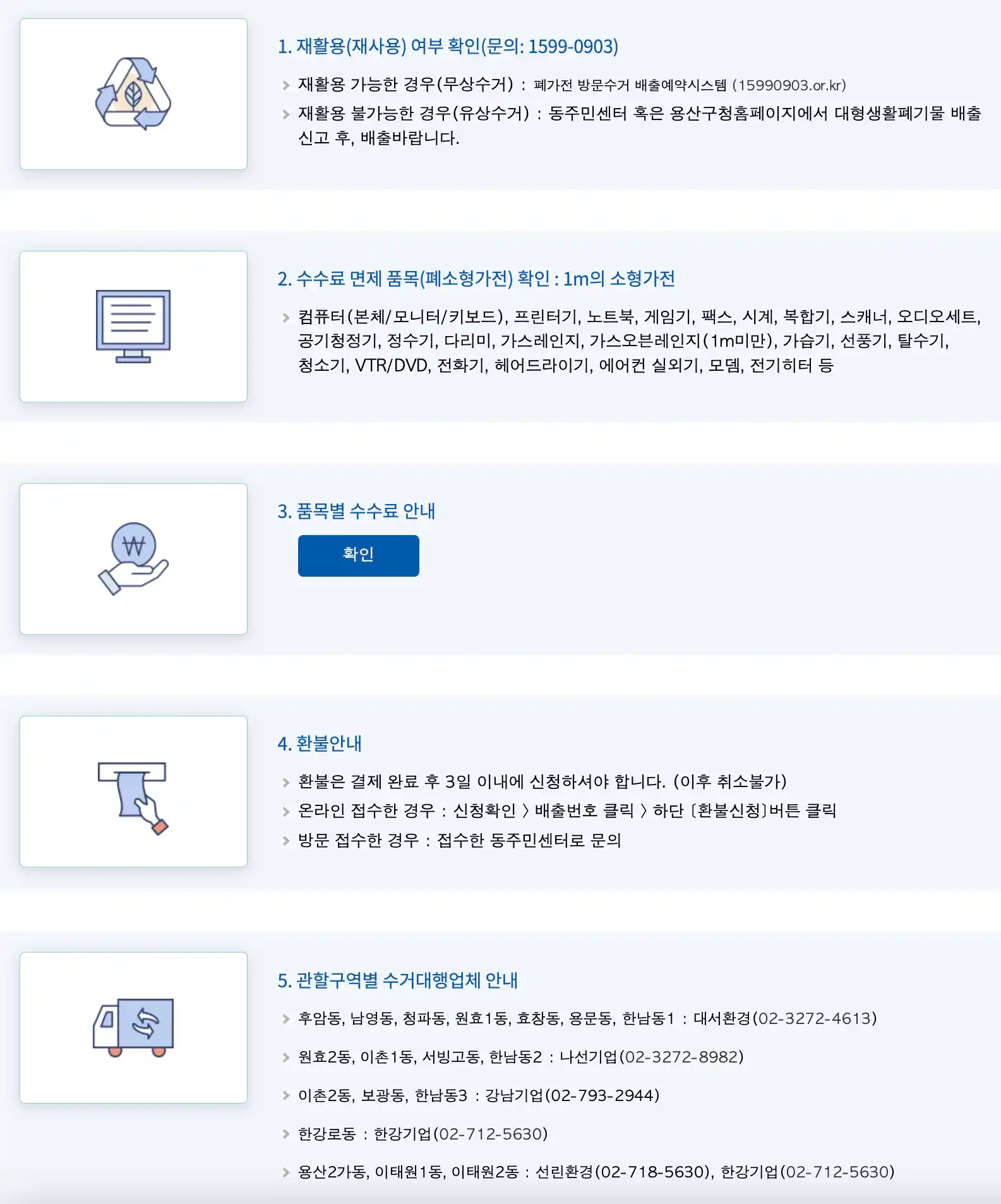 대형생활폐기물 신고 및 처리 과정