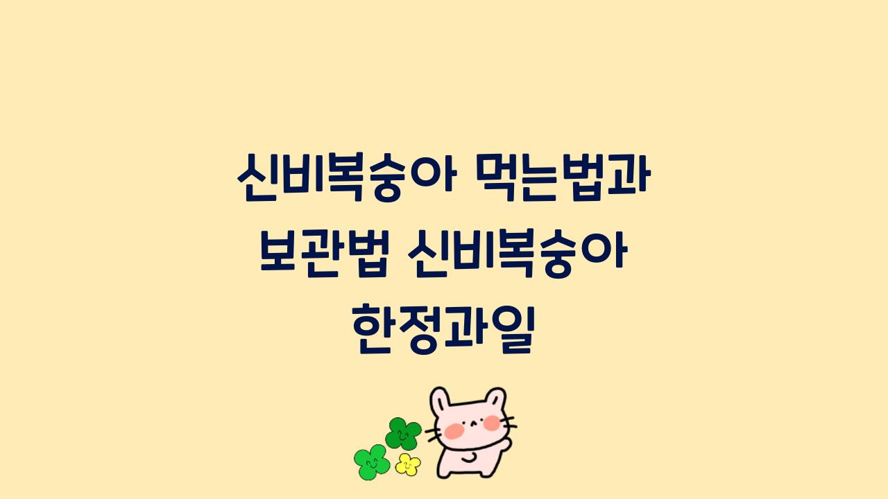 신비복숭아 먹는법과 보관법 신비복숭아 한정과일