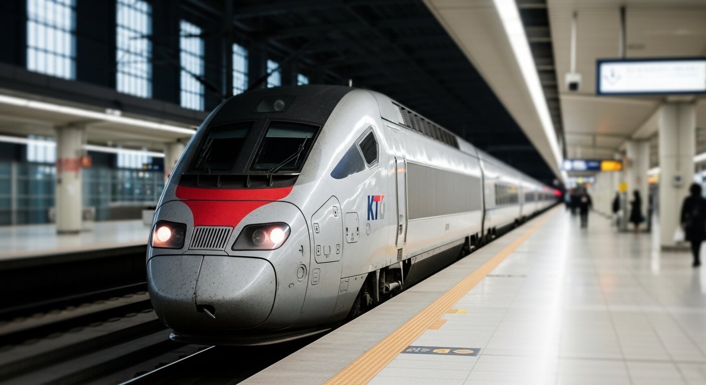 플랫폼에 정차한 KTX 열차 전경