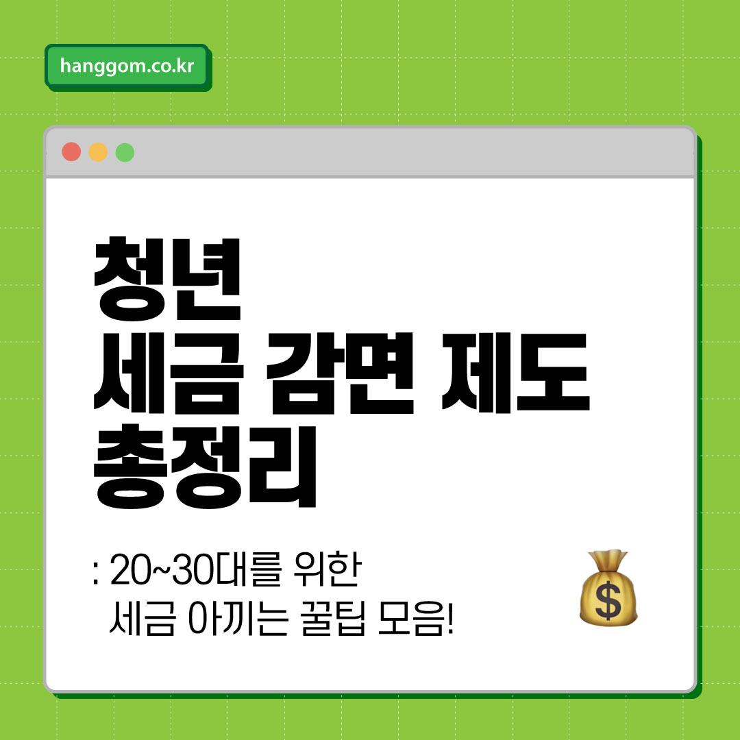 청년 세금 감면 제도 총정리 💰 20~30대를 위한 세금 아끼는 꿀팁 모음!