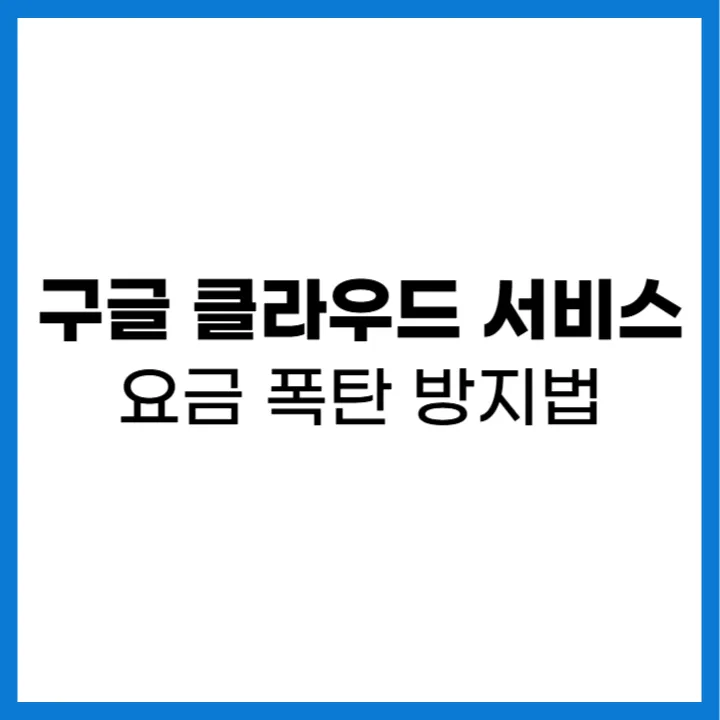 구글 클라우드 서비스 요금 폭탄 방지법