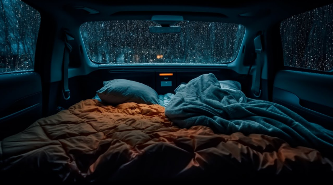 우중 차박 실내 모습