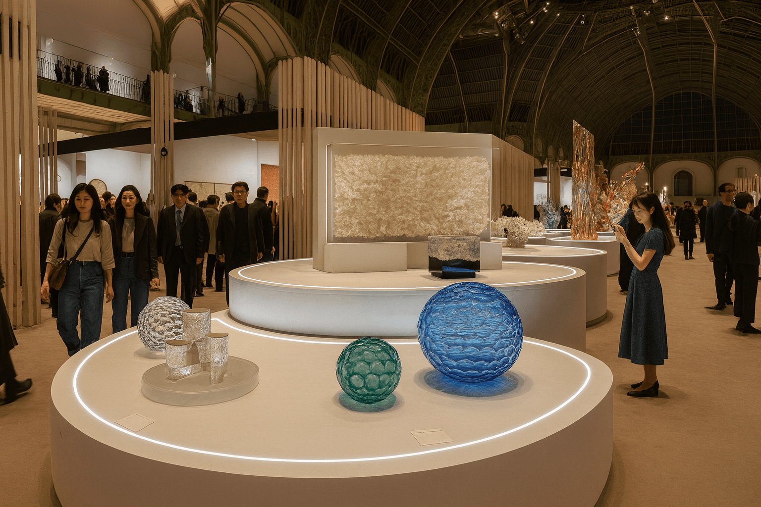 관람객이 전통 공예와 디지털 체험 공간을 함께 즐기는 장면 1