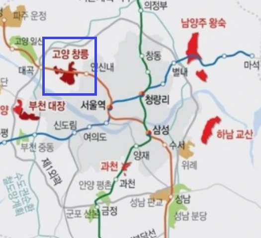 은평구와 붙어 있는 고양 창릉