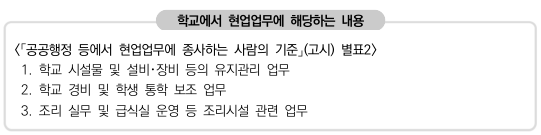 학교에서 현업업무에 해당하는 내용