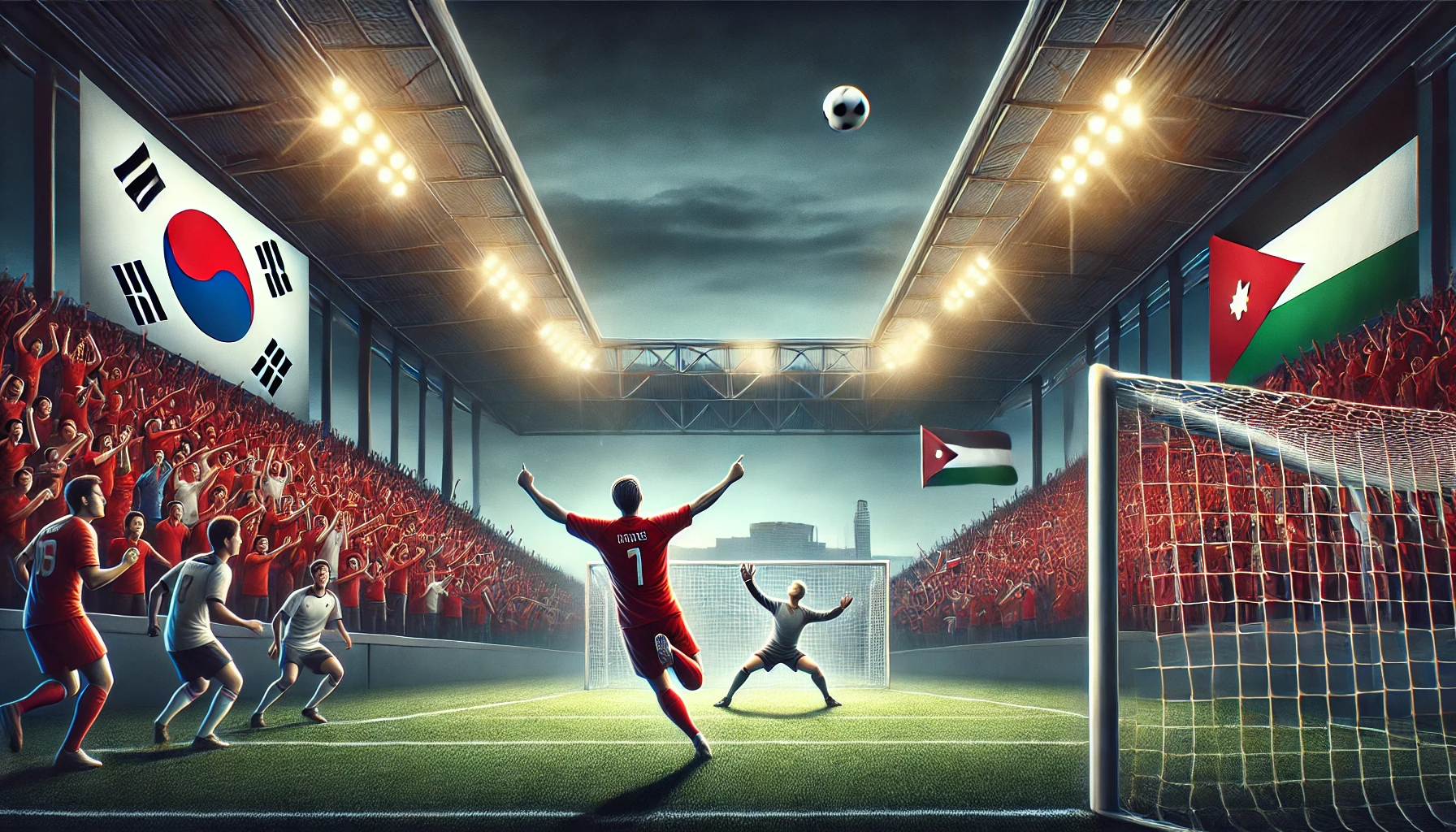 요르단과의 축구경기를 나타내는 이미지